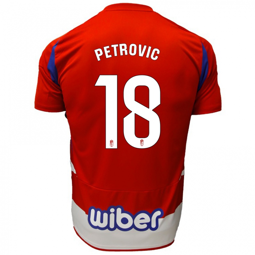 Børn Njegos Petrovic #18 Rød Hvid Blå Hjemmebane Spillertrøjer 2024/25 Trøje T-Shirt