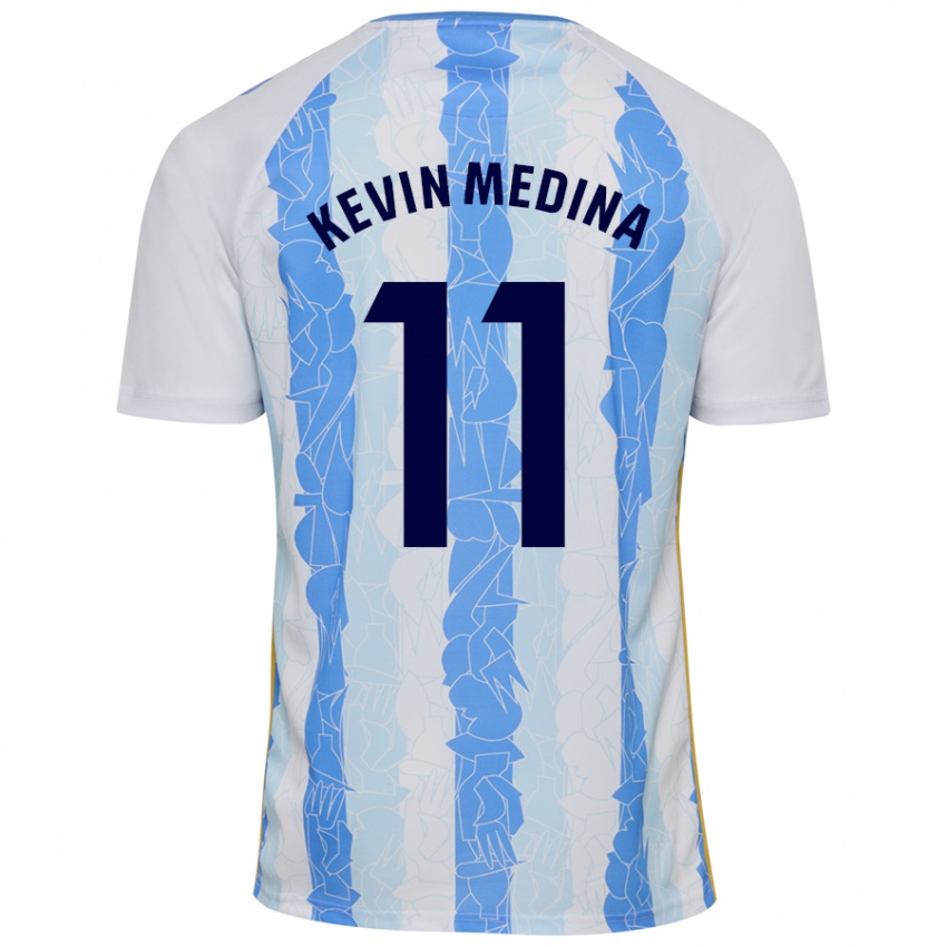 Børn Kevin Medina #11 Hvid Blå Hjemmebane Spillertrøjer 2024/25 Trøje T-Shirt