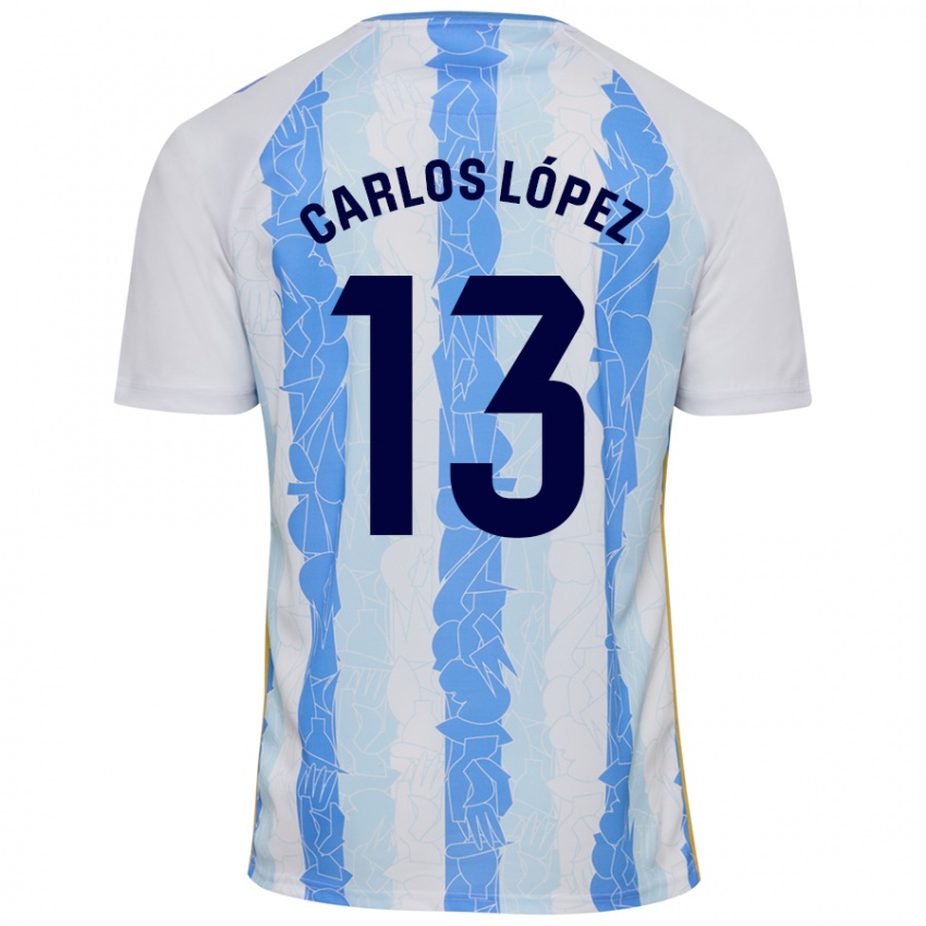 Børn Carlos López #13 Hvid Blå Hjemmebane Spillertrøjer 2024/25 Trøje T-Shirt