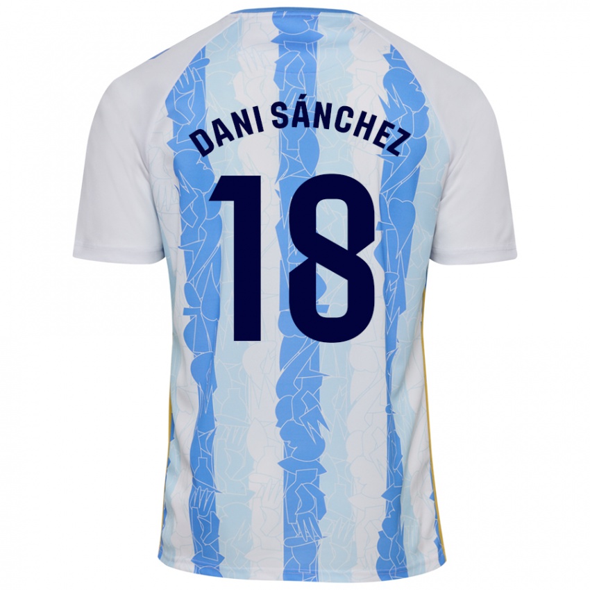 Børn Dani Sánchez #18 Hvid Blå Hjemmebane Spillertrøjer 2024/25 Trøje T-Shirt