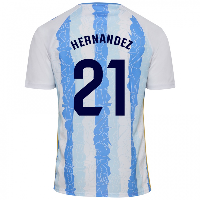 Børn Juan Hernández #21 Hvid Blå Hjemmebane Spillertrøjer 2024/25 Trøje T-Shirt