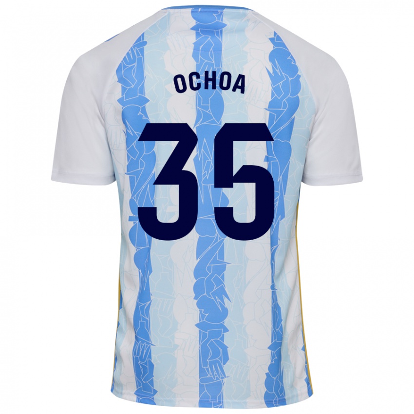 Børn Aarón Ochoa #35 Hvid Blå Hjemmebane Spillertrøjer 2024/25 Trøje T-Shirt