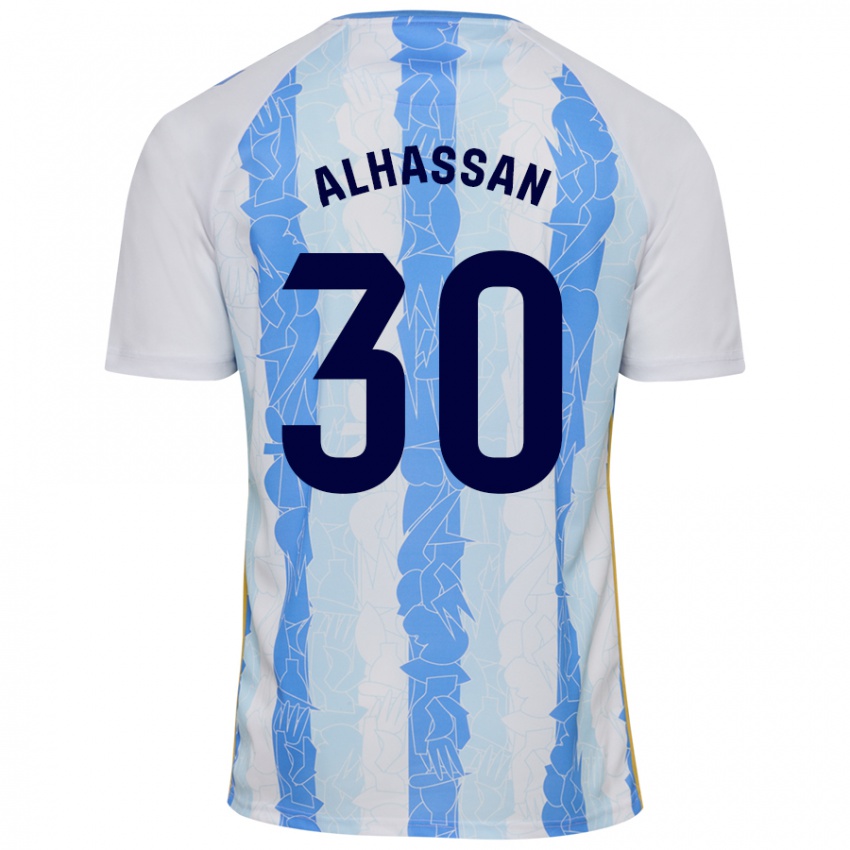 Børn Mubarak Alhassan #30 Hvid Blå Hjemmebane Spillertrøjer 2024/25 Trøje T-Shirt