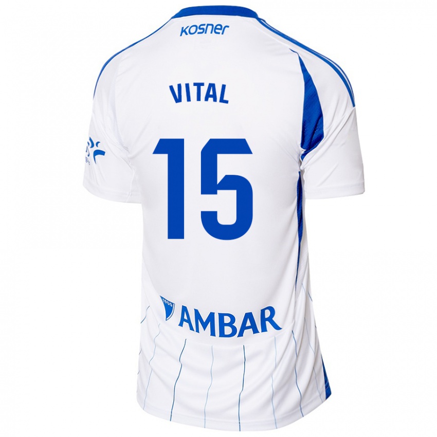 Børn Bernardo Vital #15 Rød Hvid Hjemmebane Spillertrøjer 2024/25 Trøje T-Shirt