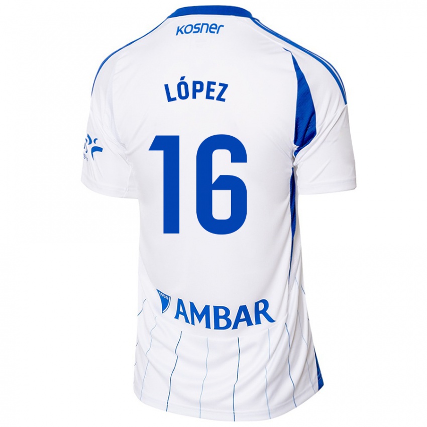 Børn Juan López #16 Rød Hvid Hjemmebane Spillertrøjer 2024/25 Trøje T-Shirt