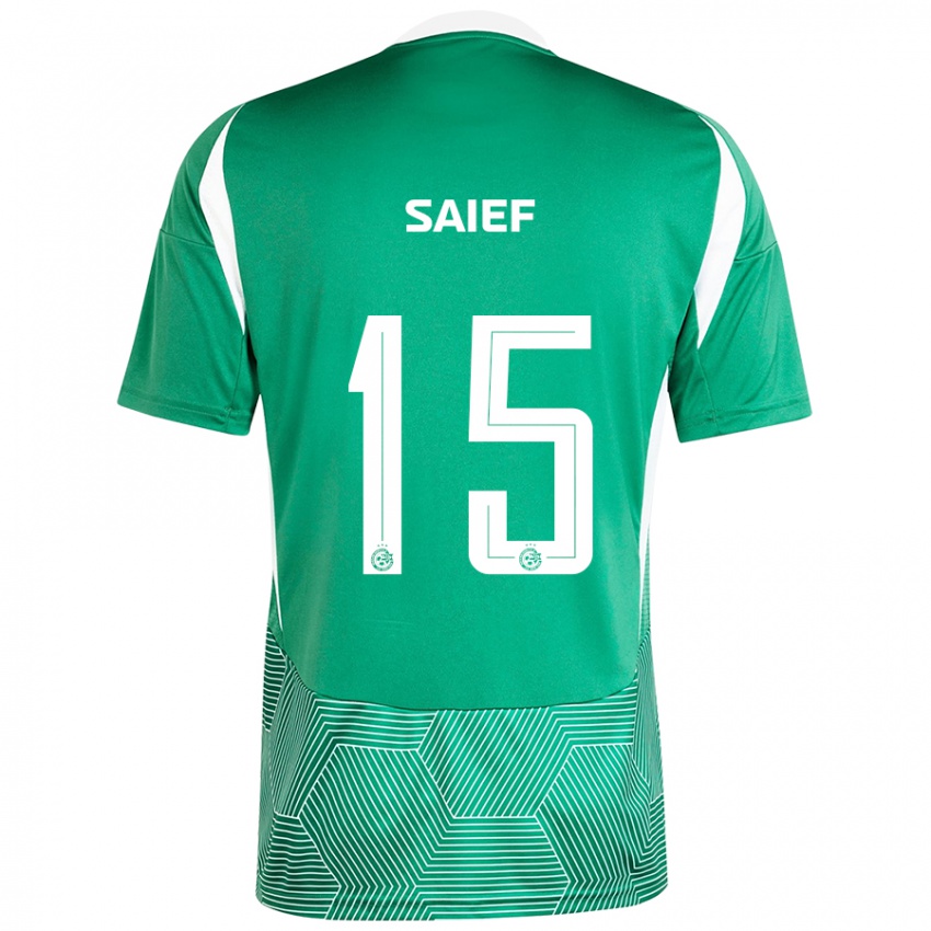 Børn Kenny Saief #15 Grøn Hvid Hjemmebane Spillertrøjer 2024/25 Trøje T-Shirt