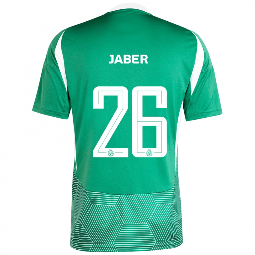 Børn Mahmoud Jaber #26 Grøn Hvid Hjemmebane Spillertrøjer 2024/25 Trøje T-Shirt