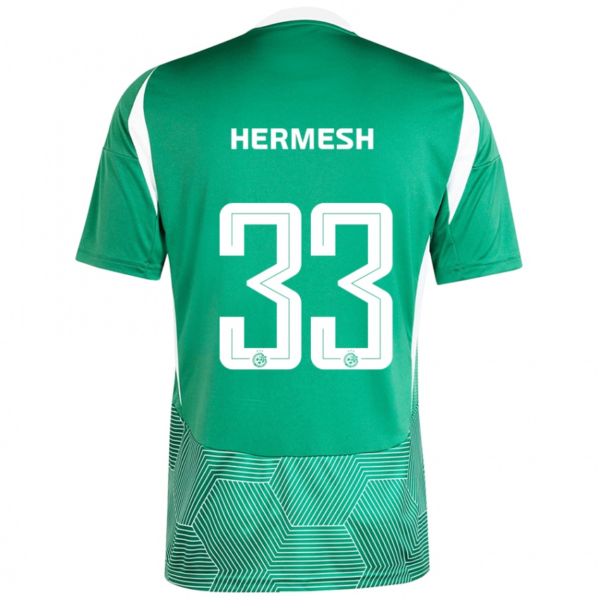 Børn Liam Hermesh #33 Grøn Hvid Hjemmebane Spillertrøjer 2024/25 Trøje T-Shirt