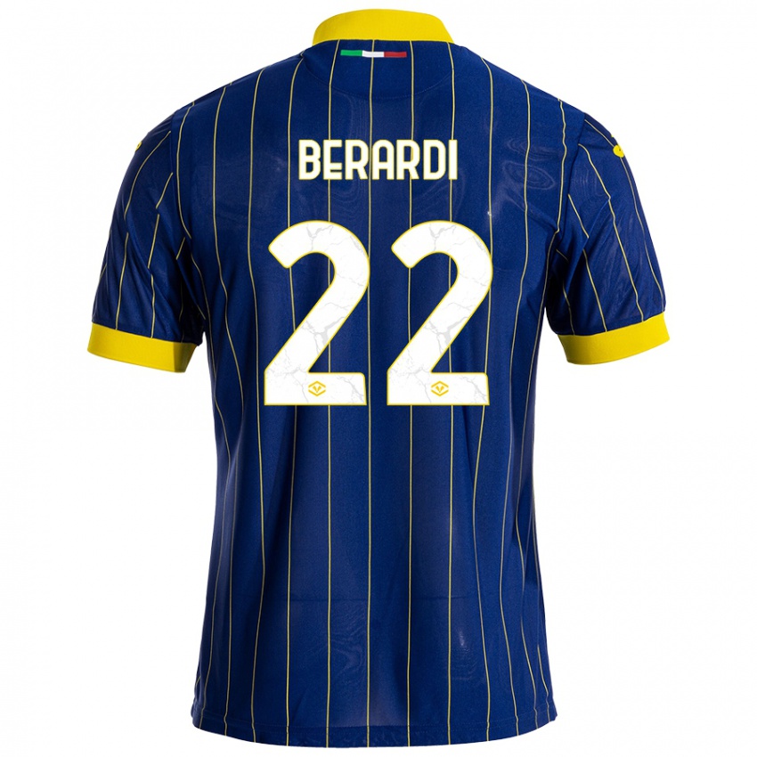 Børn Alessandro Berardi #22 Blå Gul Hjemmebane Spillertrøjer 2024/25 Trøje T-Shirt