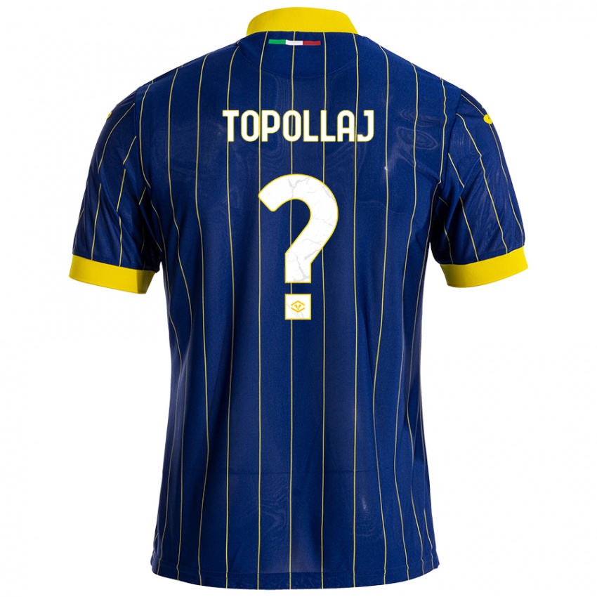 Børn Mark Topollaj #0 Blå Gul Hjemmebane Spillertrøjer 2024/25 Trøje T-Shirt