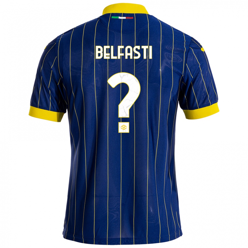 Børn Vittorio Belfasti #0 Blå Gul Hjemmebane Spillertrøjer 2024/25 Trøje T-Shirt