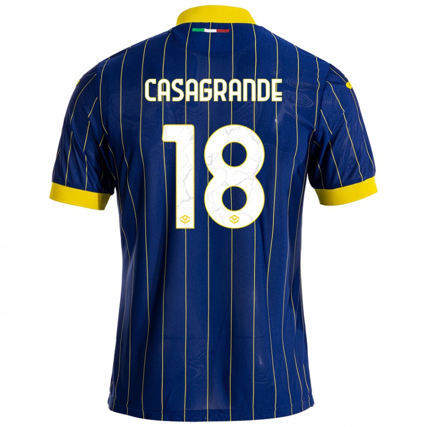 Børn Davide Casagrande #18 Blå Gul Hjemmebane Spillertrøjer 2024/25 Trøje T-Shirt