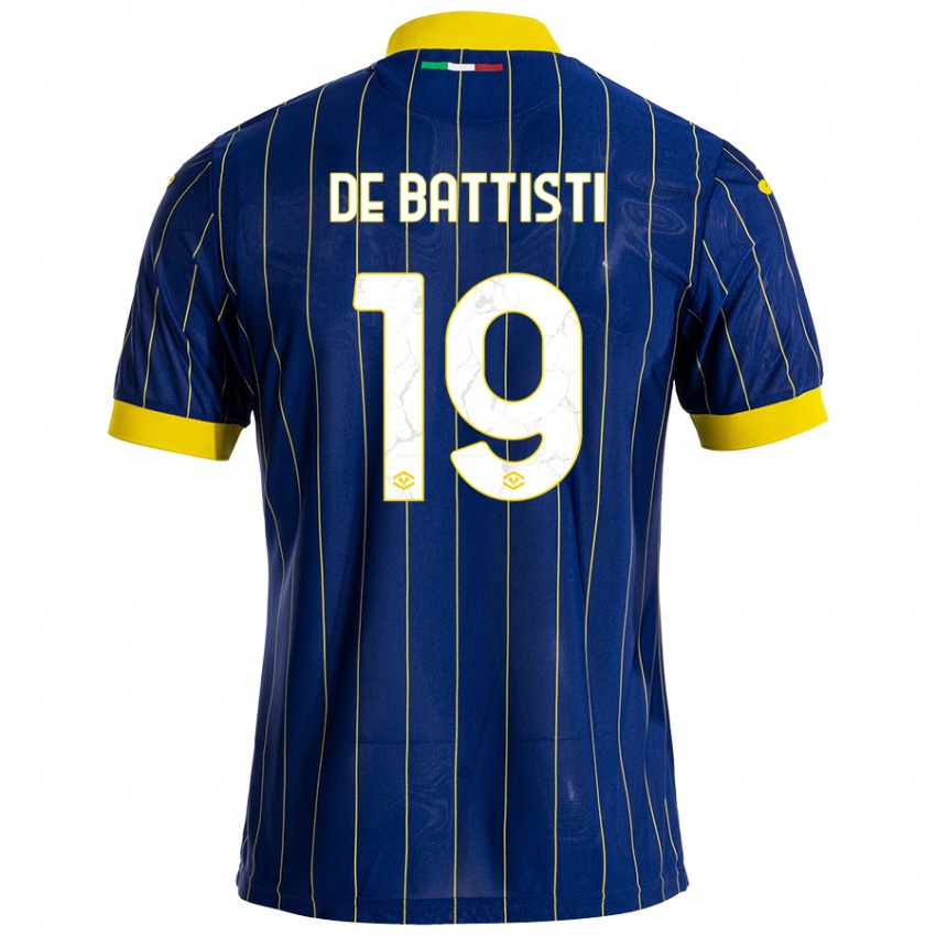 Børn Davide De Battisti #19 Blå Gul Hjemmebane Spillertrøjer 2024/25 Trøje T-Shirt