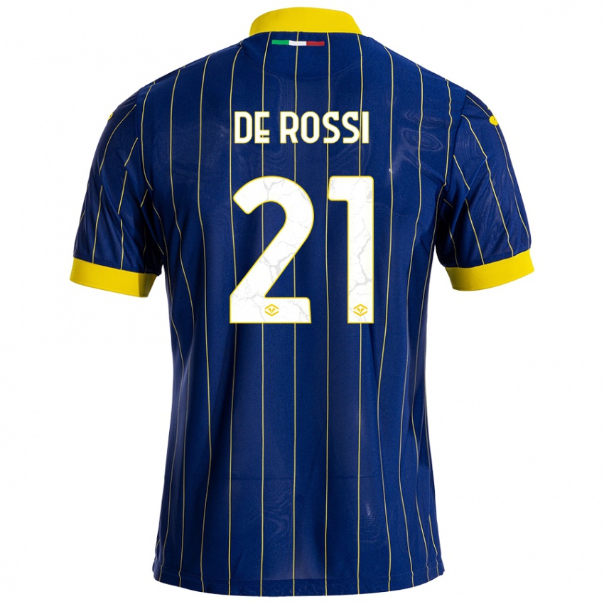 Børn Michele De Rossi #21 Blå Gul Hjemmebane Spillertrøjer 2024/25 Trøje T-Shirt