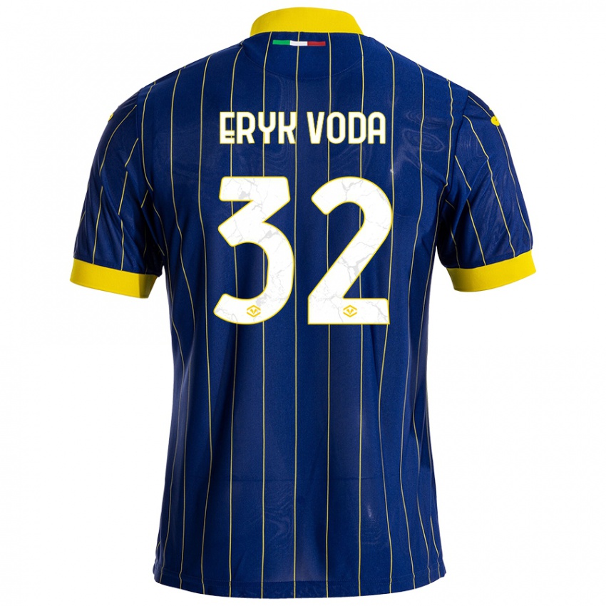 Børn Andrei Eryk Voda #32 Blå Gul Hjemmebane Spillertrøjer 2024/25 Trøje T-Shirt