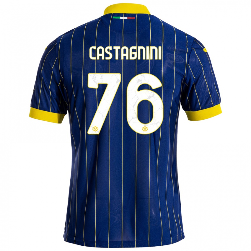 Børn Mirko Castagnini #76 Blå Gul Hjemmebane Spillertrøjer 2024/25 Trøje T-Shirt