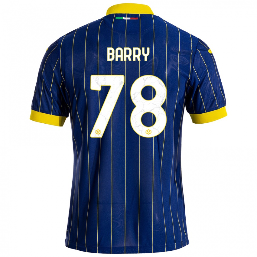 Børn Oumar Barry #78 Blå Gul Hjemmebane Spillertrøjer 2024/25 Trøje T-Shirt