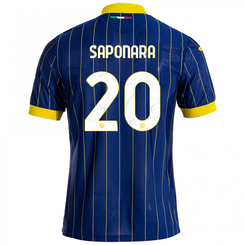 Børn Riccardo Saponara #20 Blå Gul Hjemmebane Spillertrøjer 2024/25 Trøje T-Shirt