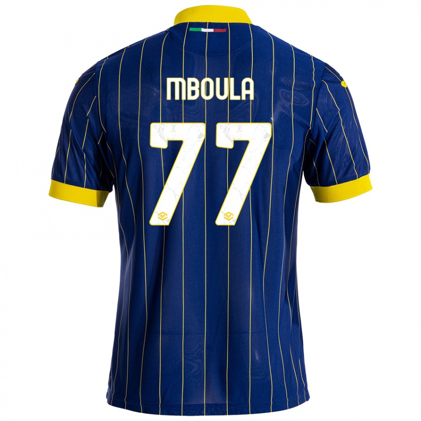 Børn Jordi Mboula #77 Blå Gul Hjemmebane Spillertrøjer 2024/25 Trøje T-Shirt