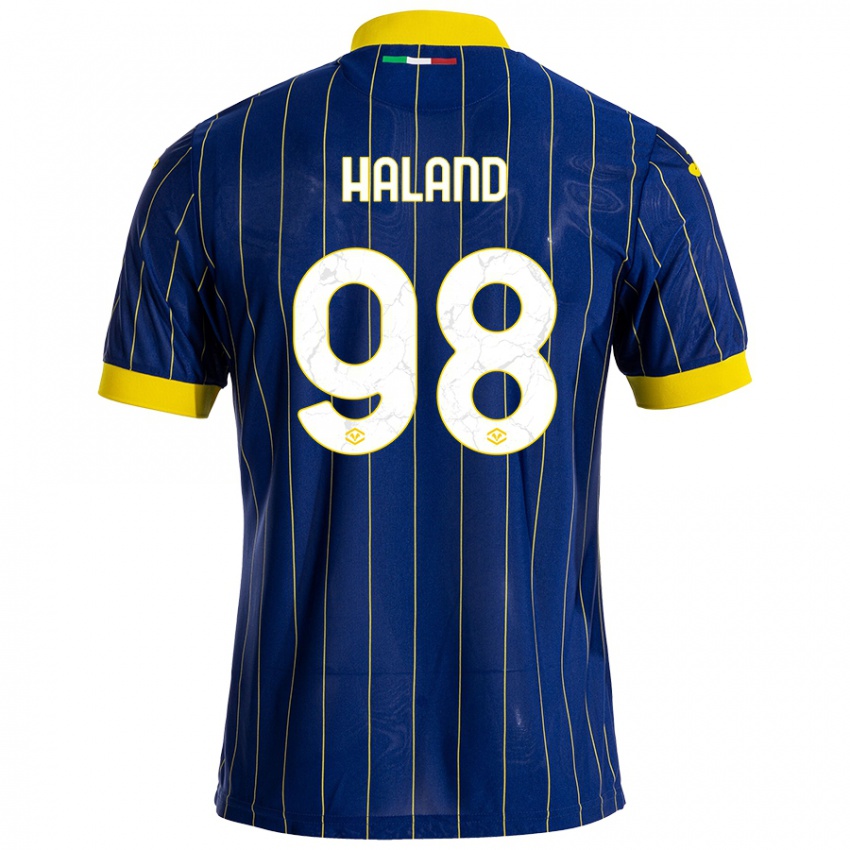 Børn Benedicte Iversen Håland #98 Blå Gul Hjemmebane Spillertrøjer 2024/25 Trøje T-Shirt