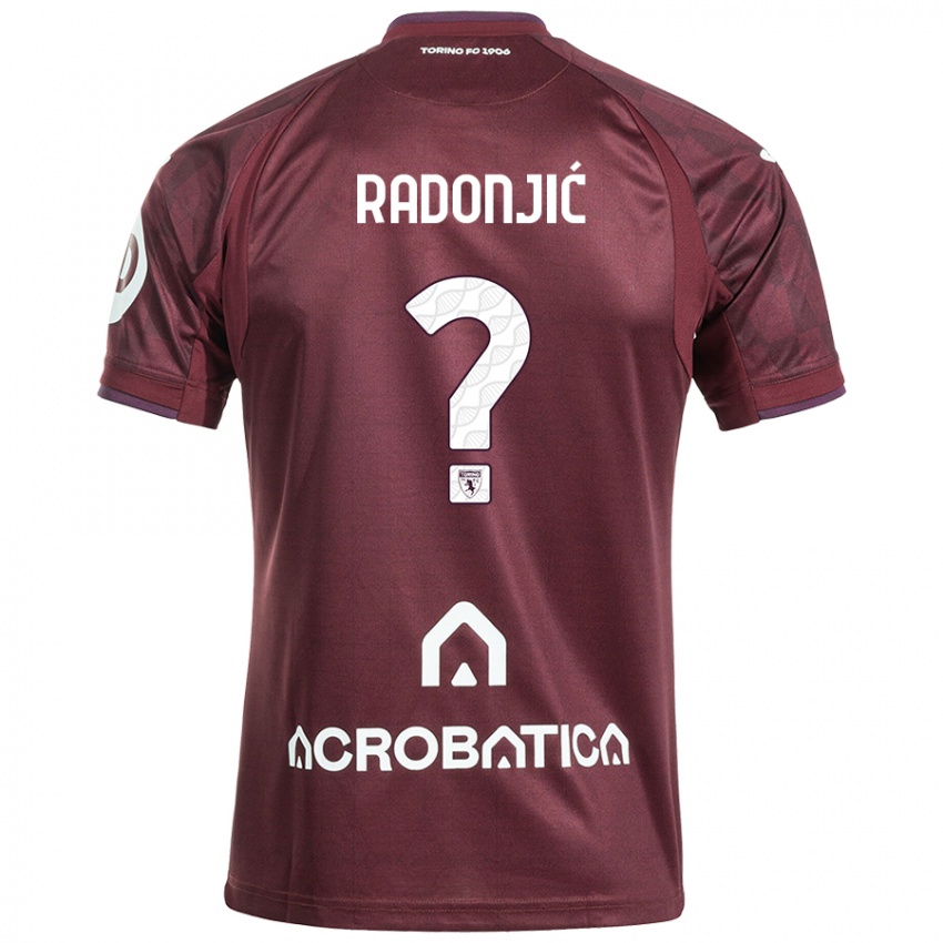 Børn Nemanja Radonjic #0 Rødbrun Hvid Hjemmebane Spillertrøjer 2024/25 Trøje T-Shirt