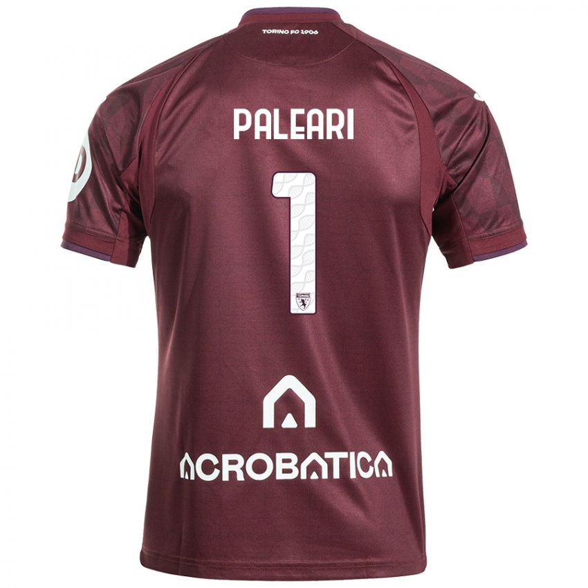 Børn Alberto Paleari #1 Rødbrun Hvid Hjemmebane Spillertrøjer 2024/25 Trøje T-Shirt