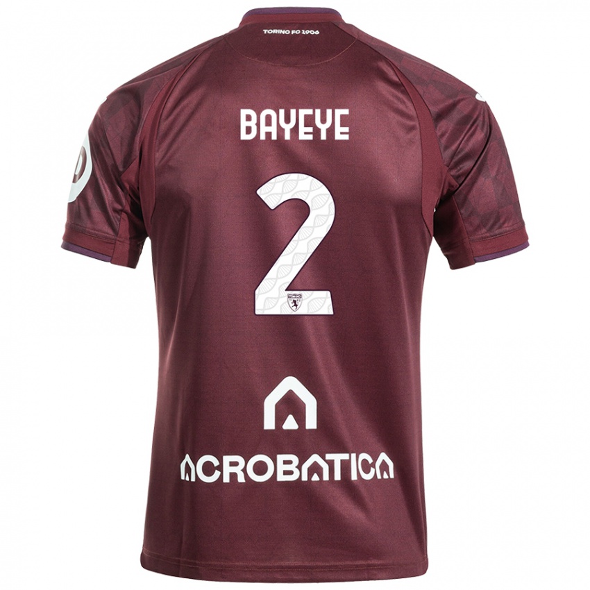 Børn Brian Bayeye #2 Rødbrun Hvid Hjemmebane Spillertrøjer 2024/25 Trøje T-Shirt