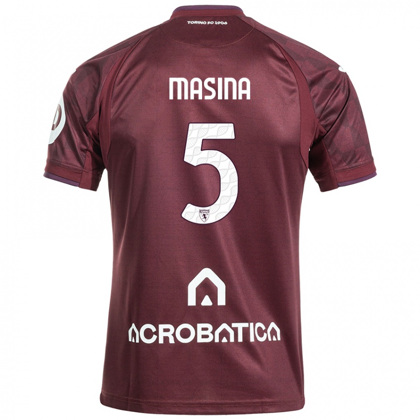 Børn Adam Masina #5 Rødbrun Hvid Hjemmebane Spillertrøjer 2024/25 Trøje T-Shirt