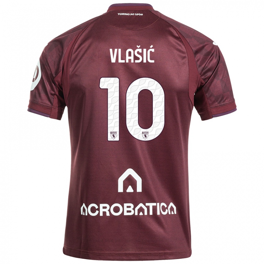 Børn Nikola Vlasic #10 Rødbrun Hvid Hjemmebane Spillertrøjer 2024/25 Trøje T-Shirt