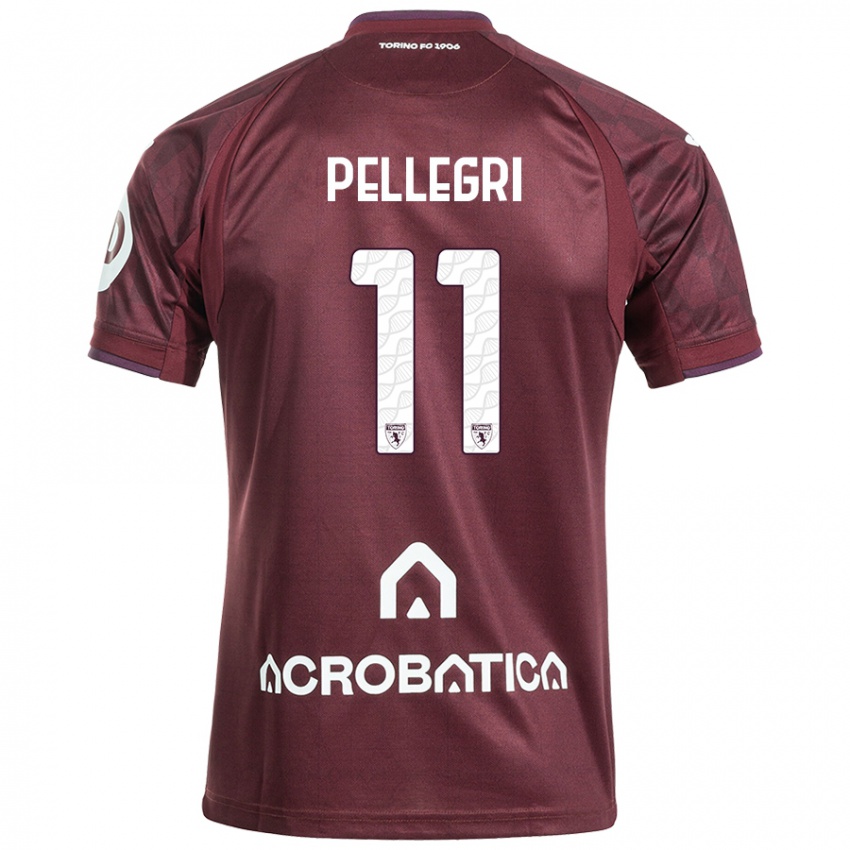 Børn Pietro Pellegri #11 Rødbrun Hvid Hjemmebane Spillertrøjer 2024/25 Trøje T-Shirt