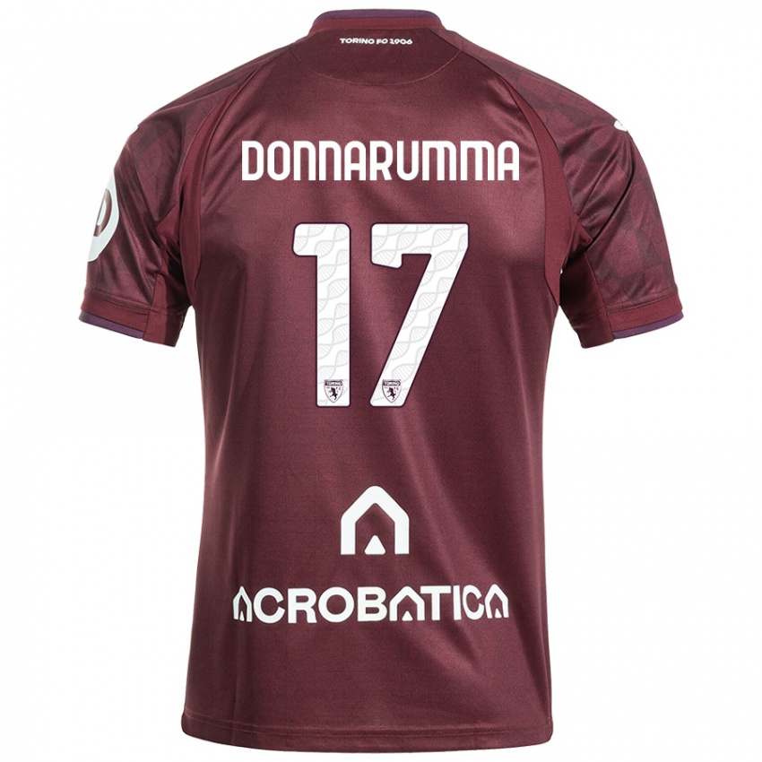 Børn Antonio Donnarumma #17 Rødbrun Hvid Hjemmebane Spillertrøjer 2024/25 Trøje T-Shirt