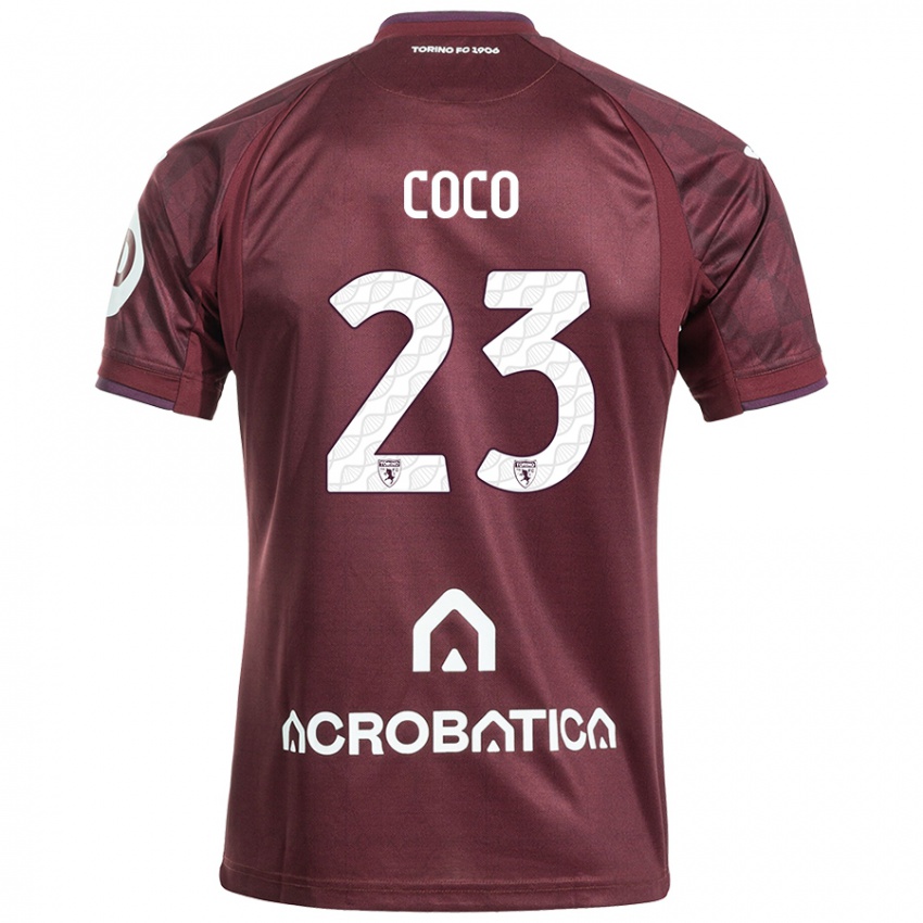 Børn Saúl Coco #23 Rødbrun Hvid Hjemmebane Spillertrøjer 2024/25 Trøje T-Shirt