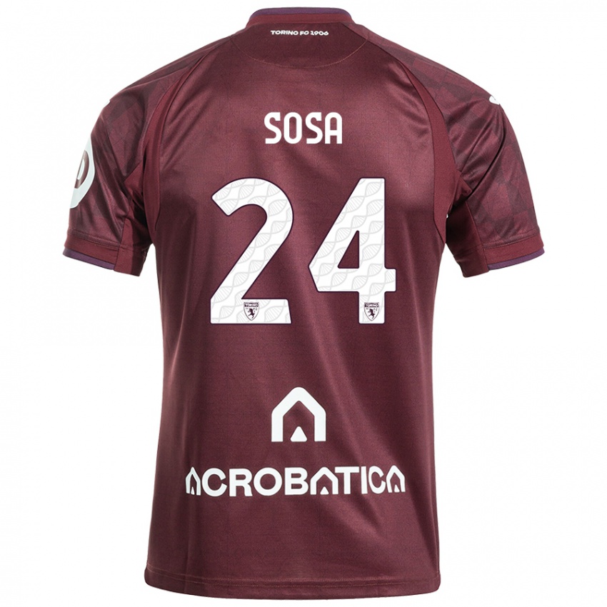 Børn Borna Sosa #24 Rødbrun Hvid Hjemmebane Spillertrøjer 2024/25 Trøje T-Shirt