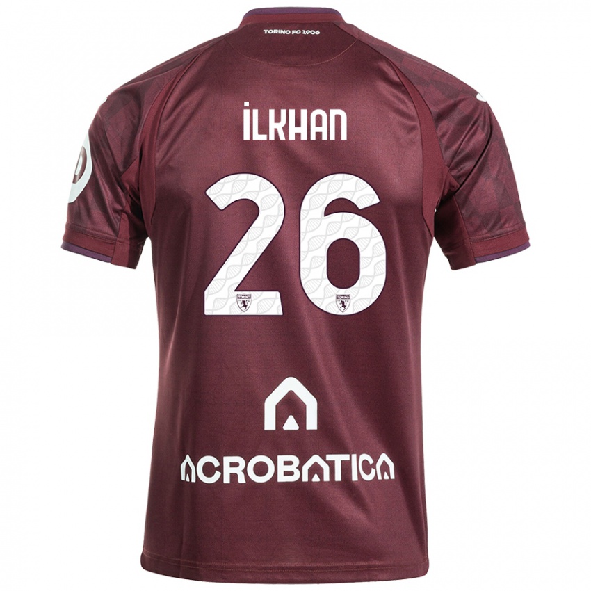 Børn Emirhan İlkhan #26 Rødbrun Hvid Hjemmebane Spillertrøjer 2024/25 Trøje T-Shirt