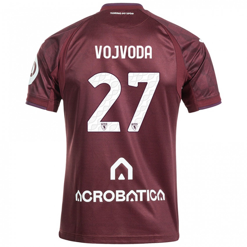 Børn Mërgim Vojvoda #27 Rødbrun Hvid Hjemmebane Spillertrøjer 2024/25 Trøje T-Shirt