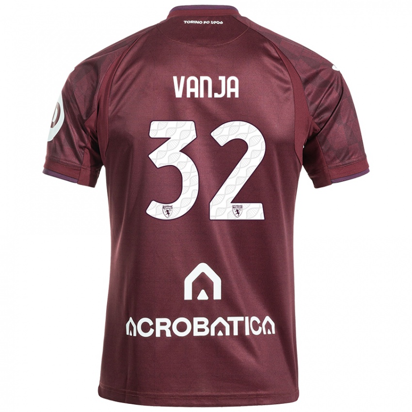 Børn Vanja Milinković-Savić #32 Rødbrun Hvid Hjemmebane Spillertrøjer 2024/25 Trøje T-Shirt