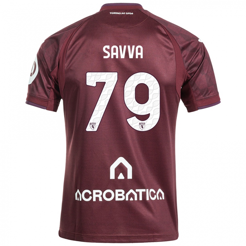 Børn Zanos Savva #79 Rødbrun Hvid Hjemmebane Spillertrøjer 2024/25 Trøje T-Shirt