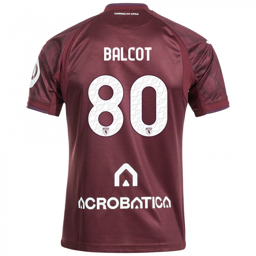 Børn Côme Bianay Balcot #80 Rødbrun Hvid Hjemmebane Spillertrøjer 2024/25 Trøje T-Shirt