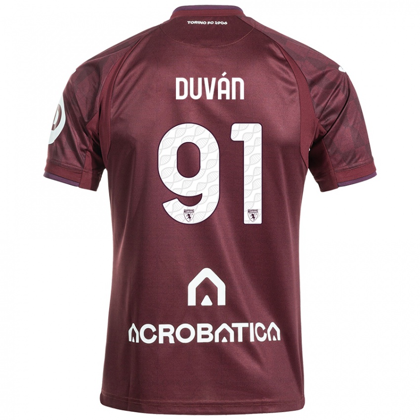 Børn Duván Zapata #91 Rødbrun Hvid Hjemmebane Spillertrøjer 2024/25 Trøje T-Shirt