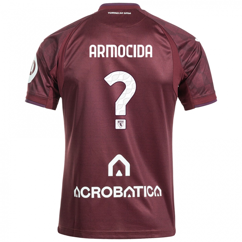 Børn Simone Armocida #0 Rødbrun Hvid Hjemmebane Spillertrøjer 2024/25 Trøje T-Shirt