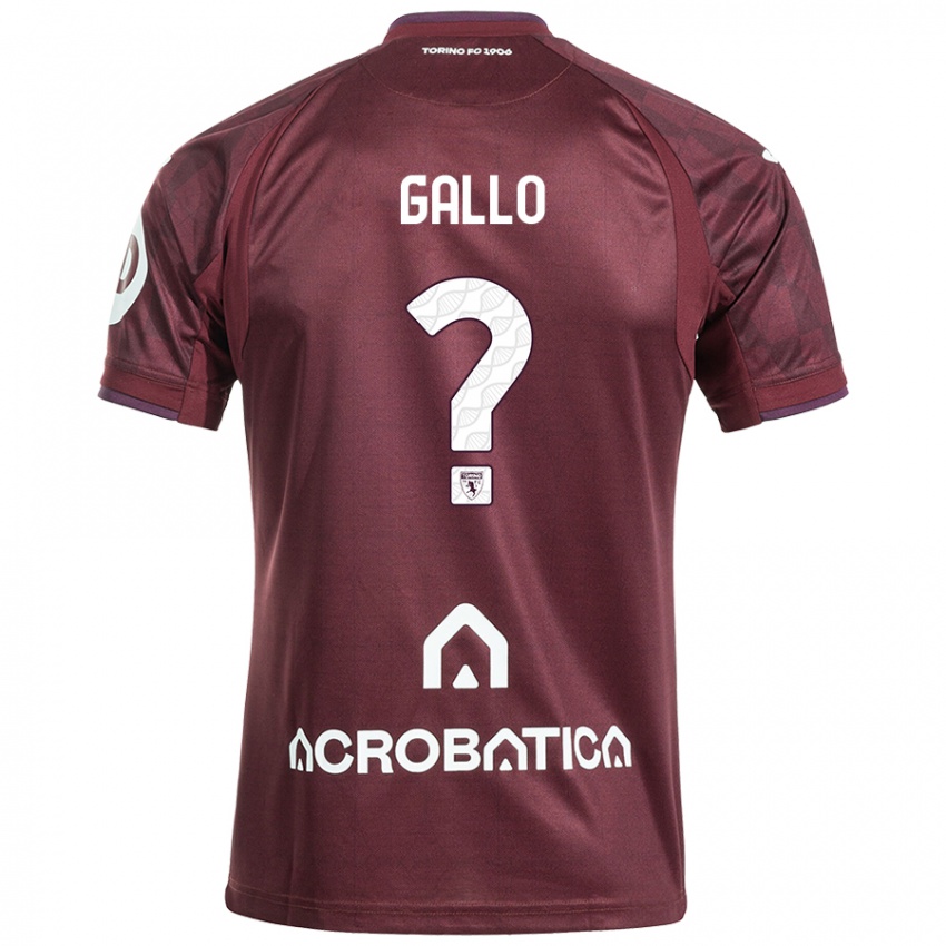 Børn Tommaso Gallo #0 Rødbrun Hvid Hjemmebane Spillertrøjer 2024/25 Trøje T-Shirt