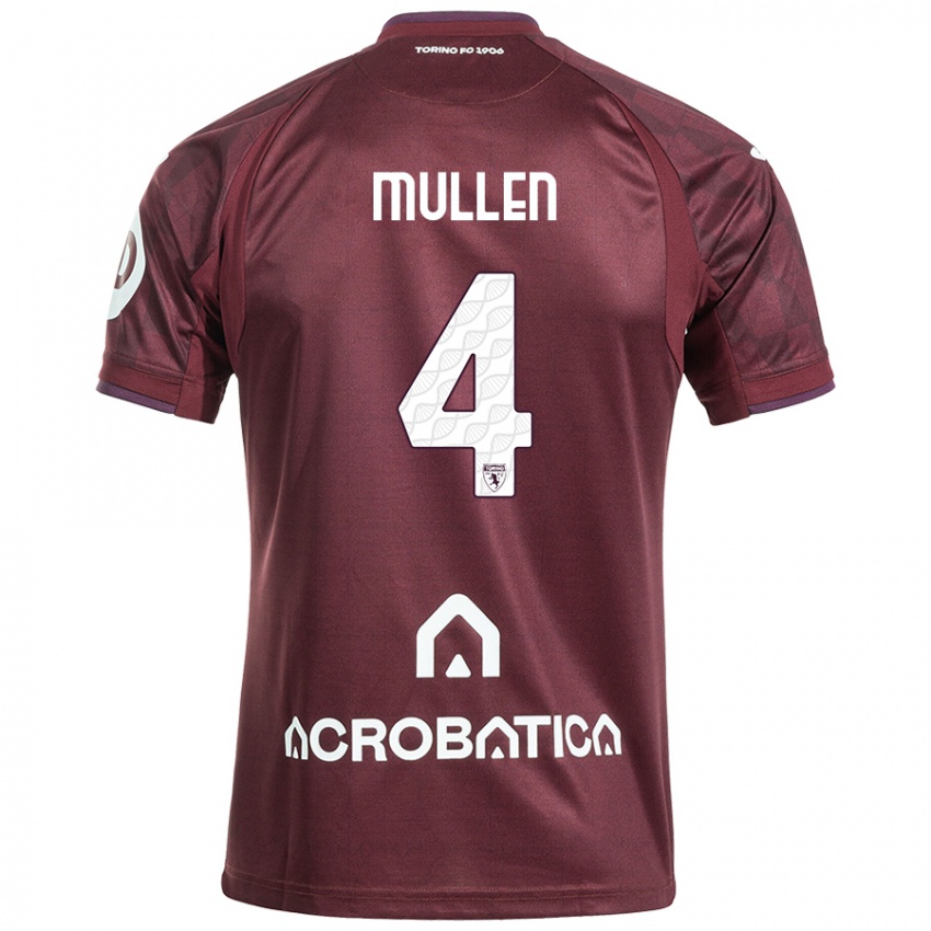 Børn Senan Mullen #4 Rødbrun Hvid Hjemmebane Spillertrøjer 2024/25 Trøje T-Shirt