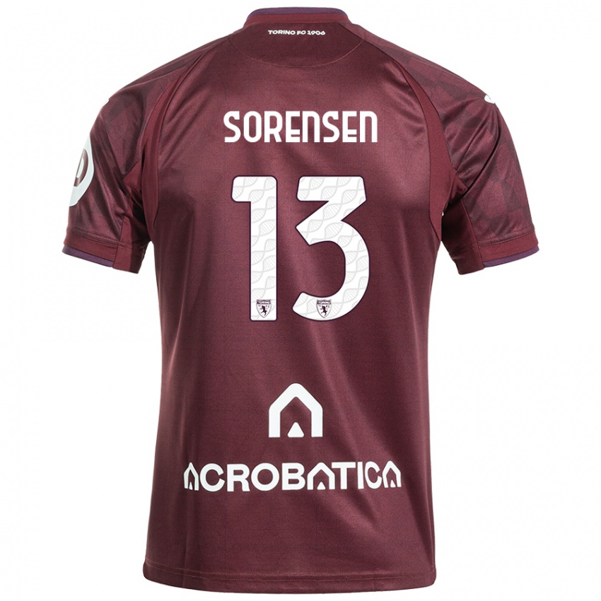 Børn Ben Sørensen #13 Rødbrun Hvid Hjemmebane Spillertrøjer 2024/25 Trøje T-Shirt