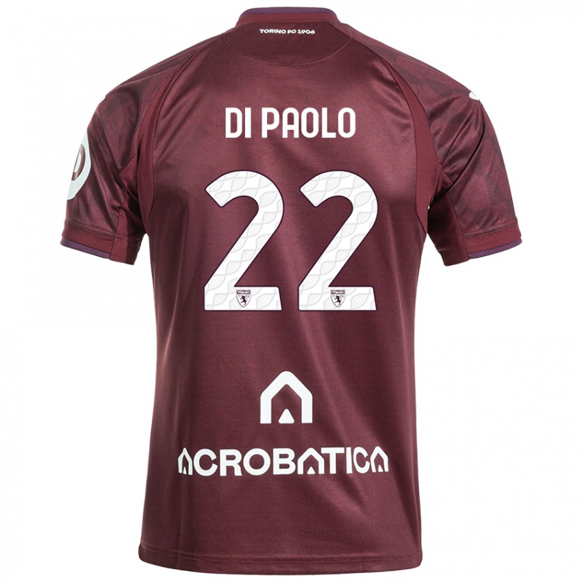 Børn Sebastiano Di Paolo #22 Rødbrun Hvid Hjemmebane Spillertrøjer 2024/25 Trøje T-Shirt