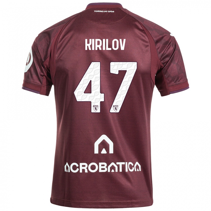 Børn Martin Kirilov #47 Rødbrun Hvid Hjemmebane Spillertrøjer 2024/25 Trøje T-Shirt