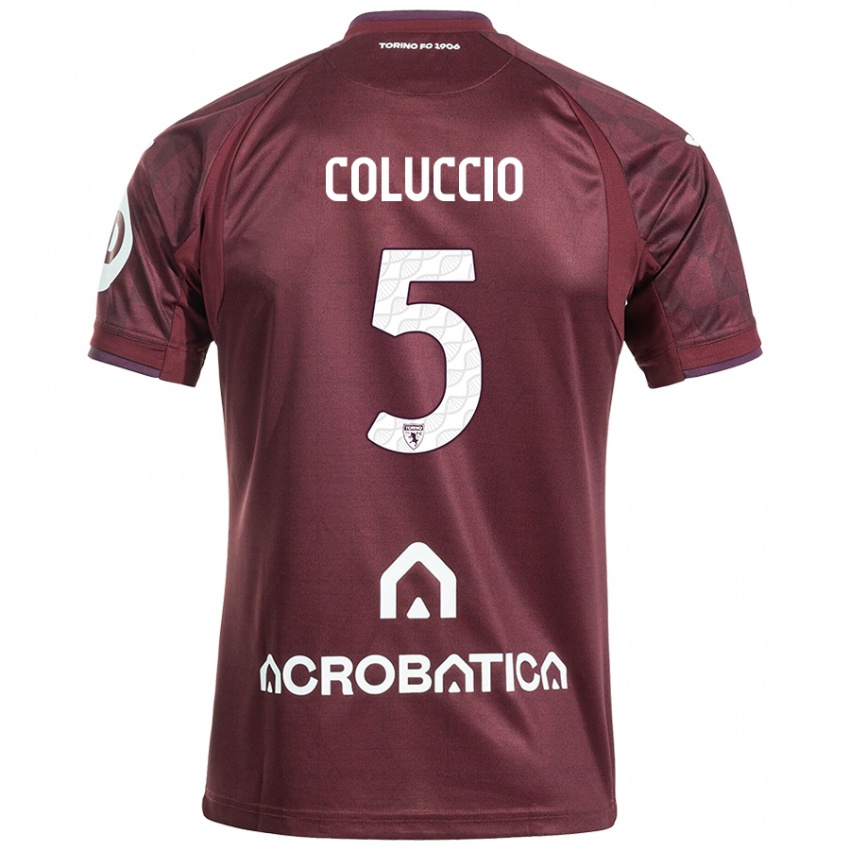 Børn Francesca Coluccio #5 Rødbrun Hvid Hjemmebane Spillertrøjer 2024/25 Trøje T-Shirt