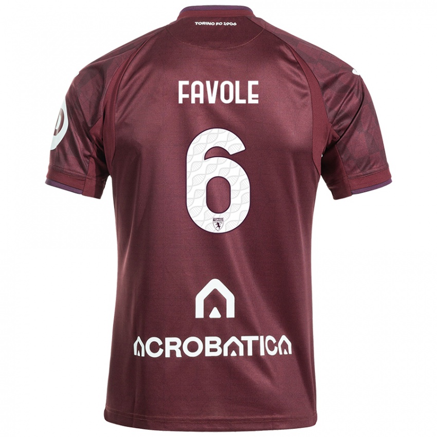 Børn Stefania Favole #6 Rødbrun Hvid Hjemmebane Spillertrøjer 2024/25 Trøje T-Shirt