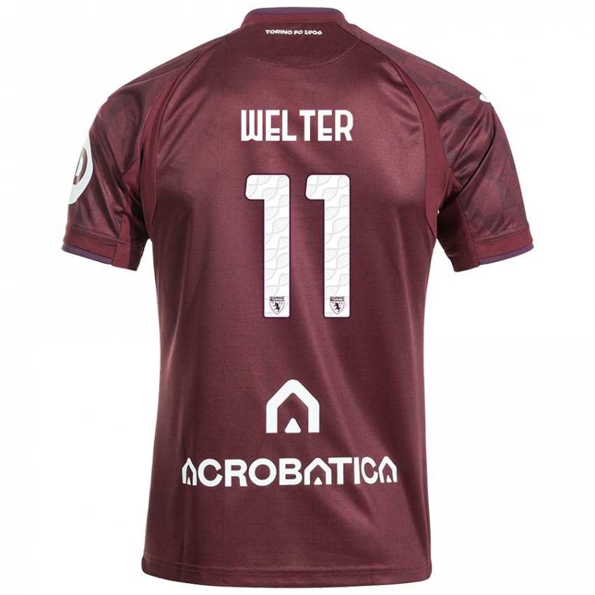 Børn Francesca Welter #11 Rødbrun Hvid Hjemmebane Spillertrøjer 2024/25 Trøje T-Shirt