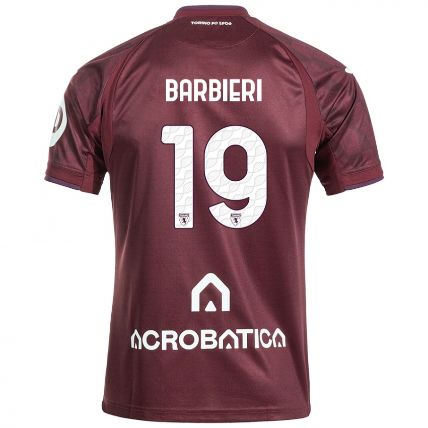 Børn Raffaella Barbieri #19 Rødbrun Hvid Hjemmebane Spillertrøjer 2024/25 Trøje T-Shirt