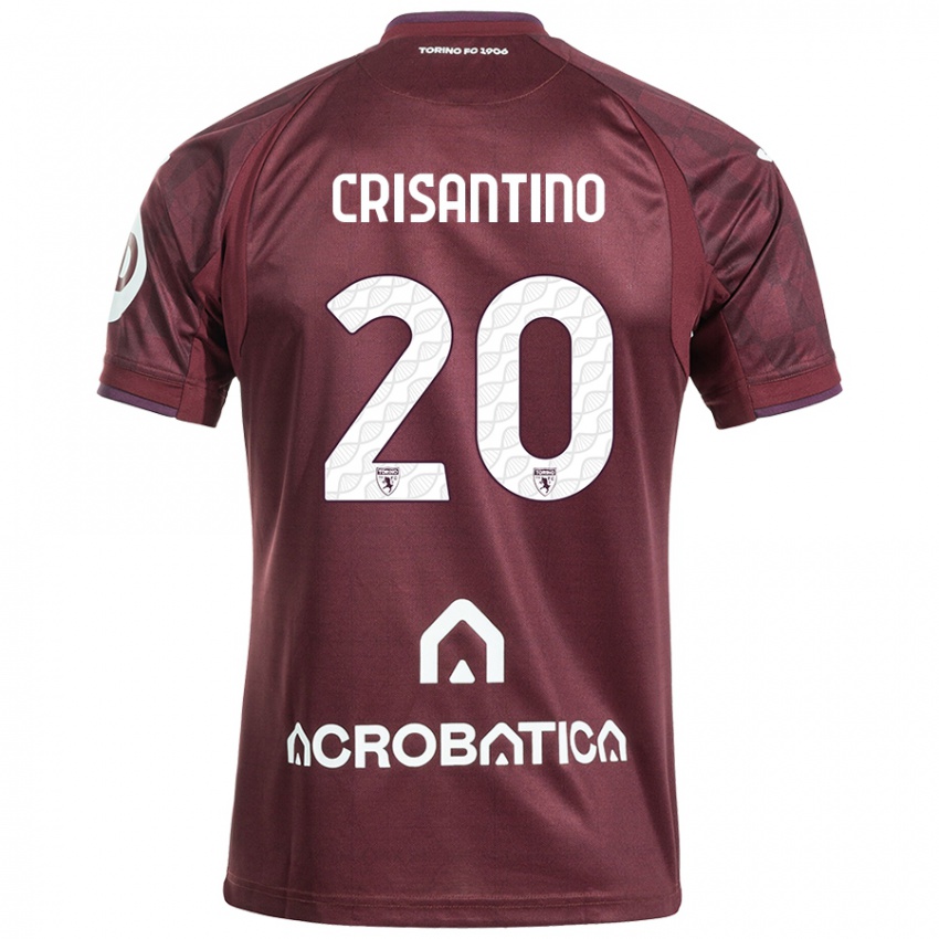 Børn Giulia Crisantino #20 Rødbrun Hvid Hjemmebane Spillertrøjer 2024/25 Trøje T-Shirt